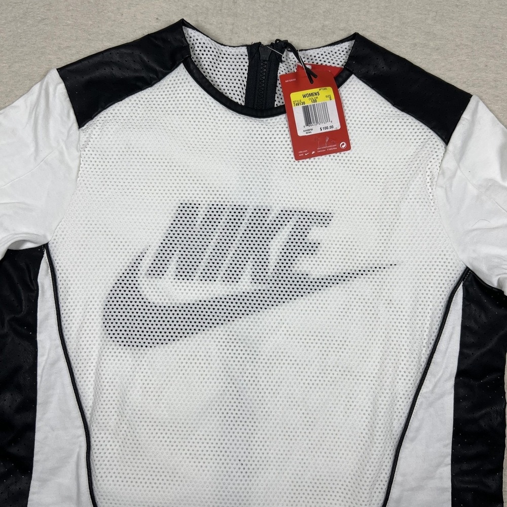 Nike Jersey Shirt Womens Small‎ White Mesh Back Zip Athletic Logo 749130-100